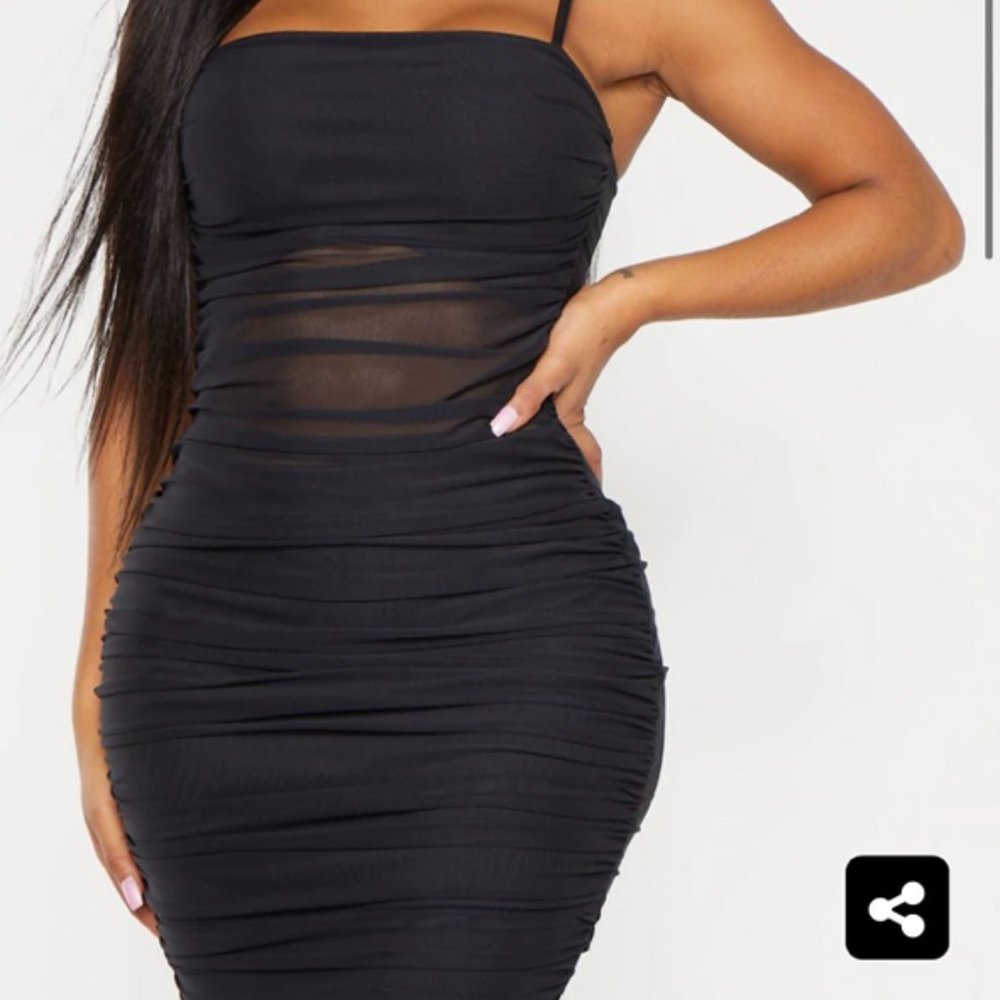 Black bodycon mesh dress brand new PLT - Picture 3 of 4